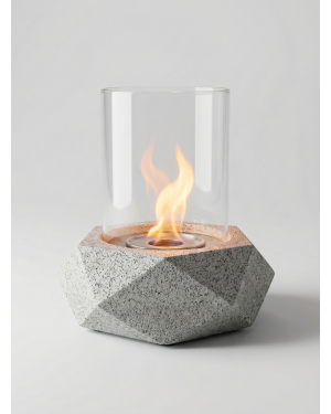 Decomini PRISMA | Geometrik Hafif Beton Masaüstü Şömine (Bio-Etanol)