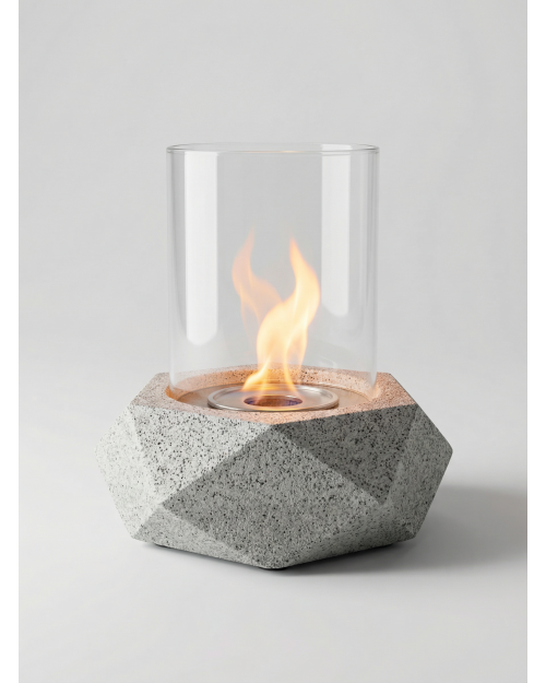 Decomini PRISMA | Geometrik Hafif Beton Masaüstü Şömine (Bio-Etanol)