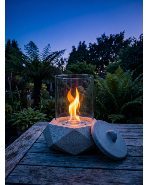 Decomini PRISMA | Geometrik Hafif Beton Masaüstü Şömine (Bio-Etanol)