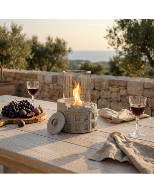 Decomini VESTA | Mimari Tasarım Hafif Beton Masaüstü Şömine (Bio-Etanol)