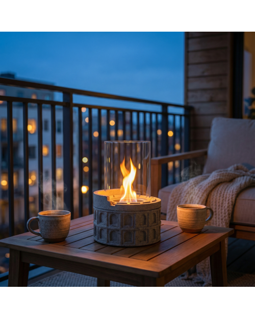 Decomini VESTA | Mimari Tasarım Hafif Beton Masaüstü Şömine (Bio-Etanol)