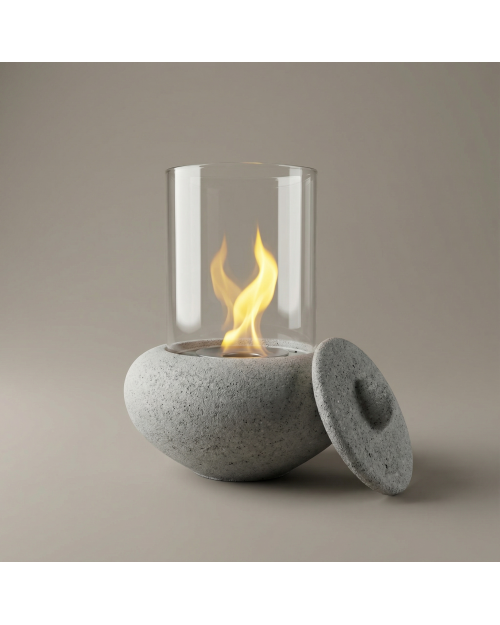 Decomini LUNA | Yuvarlak Hafif Beton Masaüstü Şömine