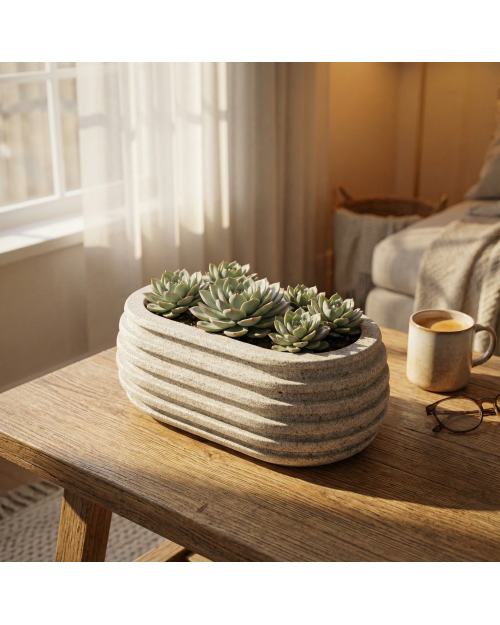 Decomini ORBIT | El Yapımı Oval Hafif Beton Saksı